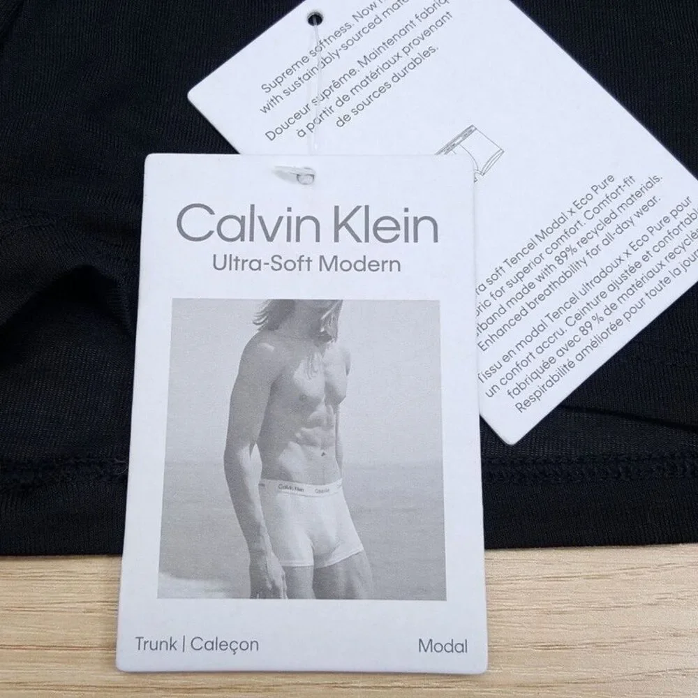 CALVIN KLEIN Boxer Brief Mens XL Solid Black Trunk Ultra Soft Modern Modal